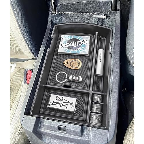 HGWEI Center Console Organizer Tray Compatible with Subaru Ascent 2019-2026 Insert Tray Storage Accessories Armrest Box Secondary Storage, ABS Material Interior Storage Box with Coin Holder, Black