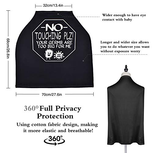 Metplus Car Seat Cover Baby, No Touch Sign Carseat Canopy, Nursing Breastfeeding Covers, Stretchy Universal Fit, Multi-Use for Stroller/Shopping Cart/High Chair, Gender Neutral Shower Gift - color: Black Bacteria