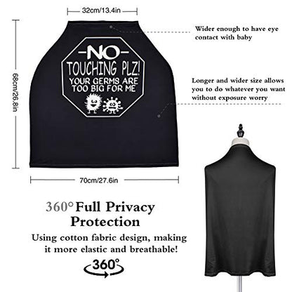 Metplus Car Seat Cover Baby, No Touch Sign Carseat Canopy, Nursing Breastfeeding Covers, Stretchy Universal Fit, Multi-Use for Stroller/Shopping Cart/High Chair, Gender Neutral Shower Gift - color: Black Bacteria
