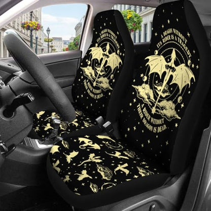 GENANY Dragon Rider Car Seat Covers Set of 2, Breathable Front Seat Covers for Truck Sedan SUV, Bookish Car Accessories, Dragon Themed Gift for Women Men - color: Book Dragon Themed