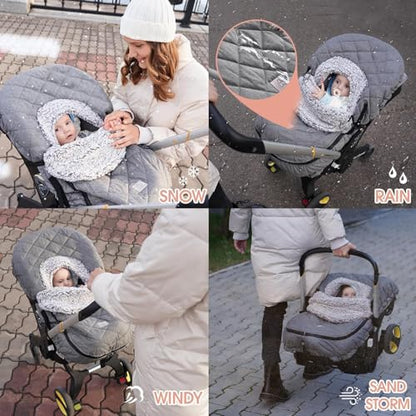 ACRABROS Car Seat Cover Baby: Winter Infant Carseat Canopy for Boy Girl Newborn, Zipper Peeping Window, Warm Cozy Cold Weather Waterproof Fitted, Heather Grey - color: Heather Grey