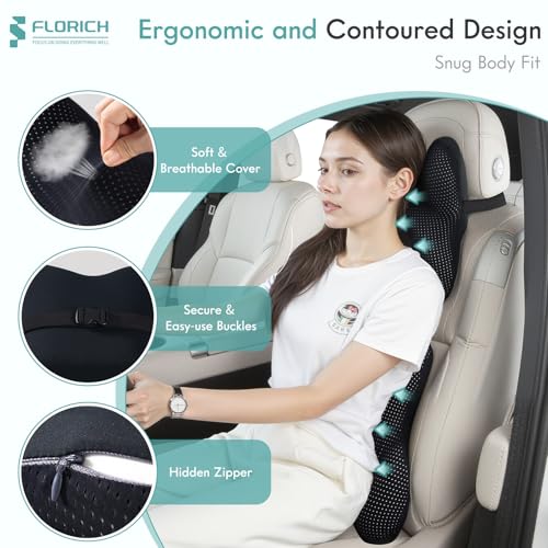 Lumbar Support Pillow and Neck Headrest Pillow for Office Chair Car, Ergonomic Memory Foam, Relieves Neck, Back Pain, Pressure-Relieving Back Support for Car, Office Chair & Wheelchair – Black - color: Black, size: Lumbar&Headrest Pillow