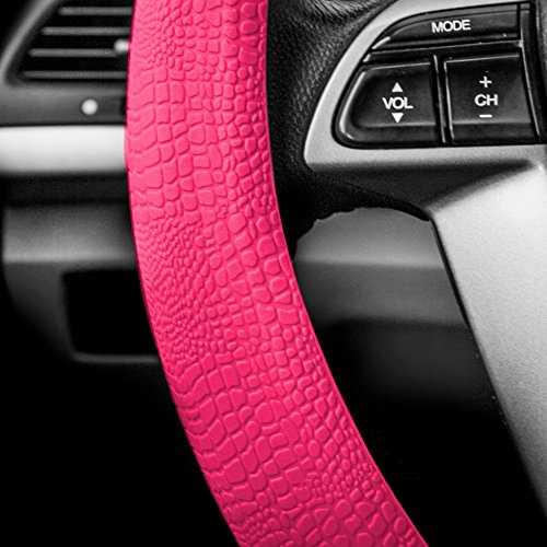 FH Group Universal Fit Silicone Snake Pattern with Massaging Grip Steering Wheel Cover fits most Cars, SUVs, Trucks, and Vans Magenta - color: Magenta