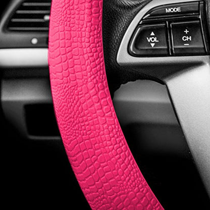 FH Group Universal Fit Silicone Snake Pattern with Massaging Grip Steering Wheel Cover fits most Cars, SUVs, Trucks, and Vans Magenta - color: Magenta