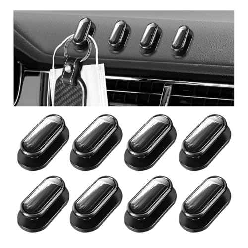 8 PCS Car Mini Hooks, Self-Adhesive Multifunctional Hanging Car Storage Hooks on Dashboard, Universal Vehicle Hook Stickers for Keys Mask Charging Cable, Car Accessories (Glossy)