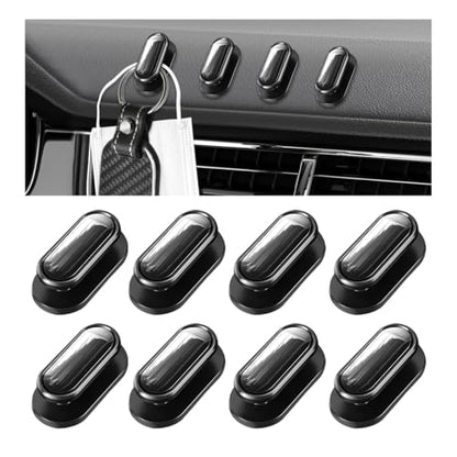 8 PCS Car Mini Hooks, Self-Adhesive Multifunctional Hanging Car Storage Hooks on Dashboard, Universal Vehicle Hook Stickers for Keys Mask Charging Cable, Car Accessories (Glossy)