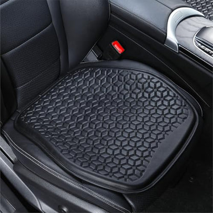 Thin Gel Seat Cushion for Car Seat, Office Chair, Wheelchair, Golf Cart - Non-Slip Car Seat Cushions with 0.7 Inch Gel - Sciatica & Coccyx Pain Relief (Leather, Black) - color: Black