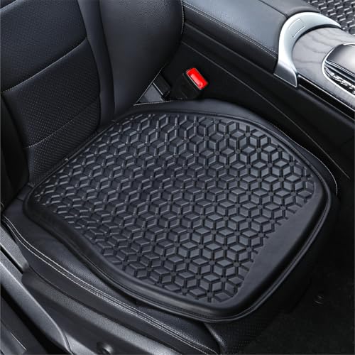 Thin Gel Seat Cushion for Car Seat, Office Chair, Wheelchair, Golf Cart - Non-Slip Car Seat Cushions with 0.7 Inch Gel - Sciatica & Coccyx Pain Relief (Leather, Black) - color: Black