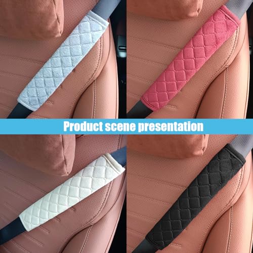 2PCS Universal Car Seatbelt Pad Cover, Long Crystal Velvet Shoulder Cover Kit for Adults and Children, Helps Avoid Friction on Shoulder and Neck, Fits All Cars and Packs