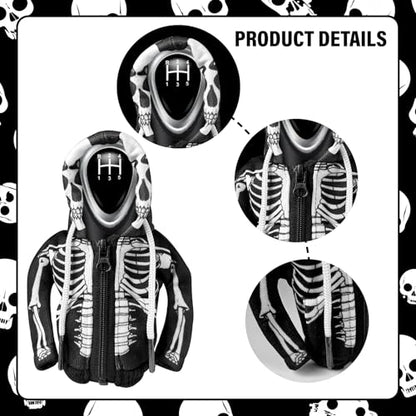 HXOUSE Skull Gear Shift Hoodie - Easy to Put & Remove Shifter Hoodie with Zipper, Soft & Comfortable Fabric Shift Knob Hoodie Fits Most Car Shifters Enhance Your Driving Experience