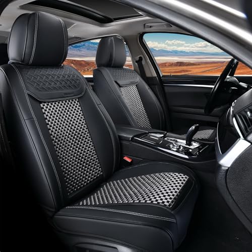 Coverado 2 in 1 Front Seat Covers for Car, Conversions Between Warm Suede and Cold Ice Silk for Car Seat Protector Car Accessories Universal Fit for Most Cars SUVs and Trucks（Black&Gray） - color: 2in1Black&Gray, size: FrontPair