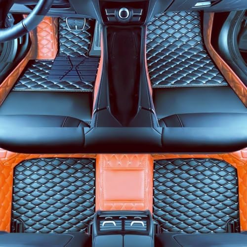 Custom Car Floor Mats Suitable for Cars, SUVs, Sports Cars, Trucks, car mats All-Weather Personalized, Fully Cover Luxury car Foot mats, Non-Slip Floor mats. (Orange and Black) - color: Orange and Black