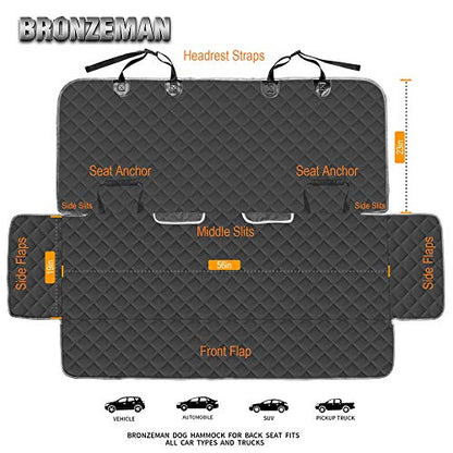 BRONZEMAN 100% Waterproof Bench Car Seat Cover Protector - Strong & Durable,Heavy-Duty and Nonslip Rear Back Seat Cover with Middle Seat Belt,Universal Size Fits for Cars, Trucks & SUVs