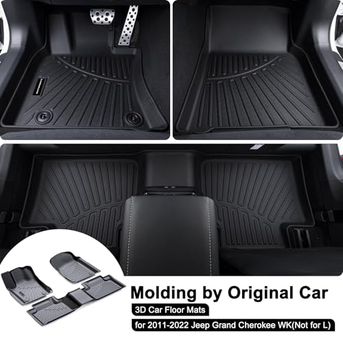 TPE Floor Mats for 2011-2021 & 2022 WK Jeep Grand Cherokee (Not for L) All Weather Car Floor Liners Fit Jeep Grand Cherokee Accessories Black - size: 2011-22|For WK Jeep Cherokee|1st