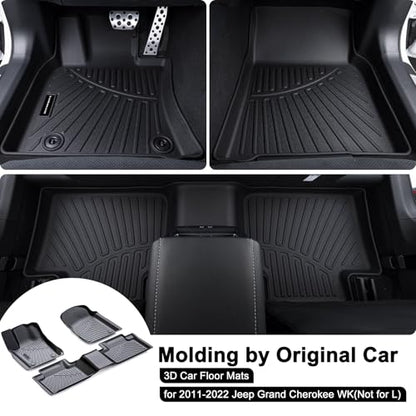 TPE Floor Mats for 2011-2021 & 2022 WK Jeep Grand Cherokee (Not for L) All Weather Car Floor Liners Fit Jeep Grand Cherokee Accessories Black - size: 2011-22|For WK Jeep Cherokee|1st