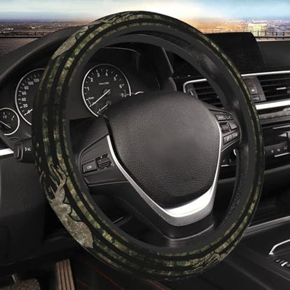 Military Camo Camouflage American Flag Hunting Deer Tactical Army Car Steering Wheel Cover,Non-Slip Elastic Neoprene-Sweat Car Accessories,Universal 15 Inch Fit Auto, Vans Trucks,Suvs, Truck - color: Camo Camouflage American Flag Hunting Deer