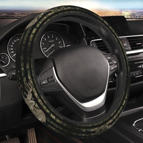 Military Camo Camouflage American Flag Hunting Deer Tactical Army Car Steering Wheel Cover,Non-Slip Elastic Neoprene-Sweat Car Accessories,Universal 15 Inch Fit Auto, Vans Trucks,Suvs, Truck - color: Camo Camouflage American Flag Hunting Deer