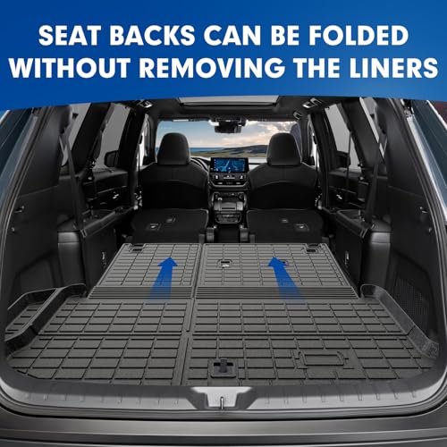 Mixsuper Cargo Liner for Toyota Grand Highlander 2024-2026, All Weather All-in-One Trunk & Backrest Mat, TPE Rear Seat Protector Accessories - size: 24-26 |Grand Highlander| Cargo & Backrest Mat