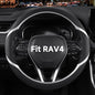 Customized Auto Car Steering Wheel Cover for Toyota RAV4 LE XLE Limited Hybrid 1996-2025 2026, Black+Silver - color: A-Black+Silver