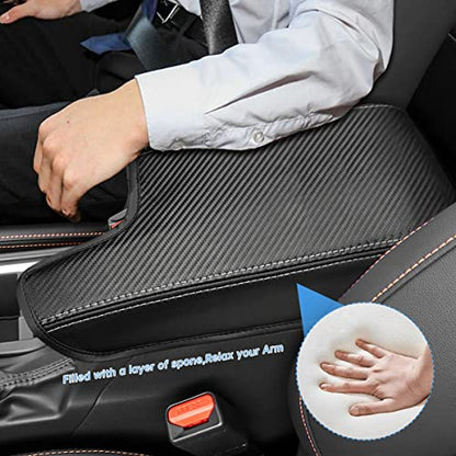 INTGET Car Center Console Armrest Cover for Subaru Crosstrek Accessories 2018-2022 2023 Impreza 2017-2023 Leather Arm Rest Box Lid Cover Seat Protector (Black with Carbon Fiber Texture) - color: black with carbon fiber texture