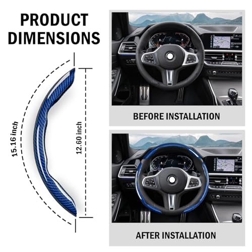 3-Piece Carbon Fiber Steering Wheel Cover, Anti-Slip & Segmented Thin Design for Comfort Grip, Universal Fit 99% Cars SUV Truck,Blue - color: Blue