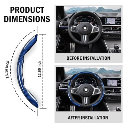 3-Piece Carbon Fiber Steering Wheel Cover, Anti-Slip & Segmented Thin Design for Comfort Grip, Universal Fit 99% Cars SUV Truck,Blue - color: Blue
