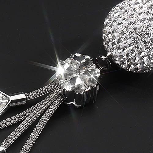 OTOSTAR Bling Crystal Ball and Drops Car Hanging Accessories, Rear View Mirror Pendant Charms Interior Sun Catcher Ornament, Bling Accessories for Women Girls (White)