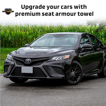 Seat Armour Black Car Seat Towel Cover – Soft, Machine Washable & Absorbent Seat Protector – Quick Install, Multipurpose Vehicle Seat Cover for Workout, Beach, Travel – Universal Fit