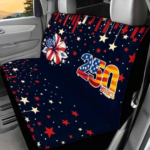 AFPANQZ American Flower Car Seat Cover for Rear Bench Seat, 250 Years Automotive Back Seat Protector Dogs Pets Seat Cushion for Trucks Vans SUVs Universal Fit - color: 250 Years American Flower