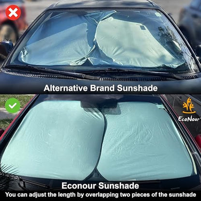 EcoNour 2 Piece Foldable Car Windshield Sun Shade – UV & Heat Protection, Interior Cooling, Durable Upgraded Design, Easy Fold, Front Window Sunshade - Medium (31" L x 28" W) - size: Medium