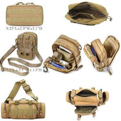 6 Pack Tactical Molle Car Seat Back Organizer - Tactical Vehicle Panel Organizer with 5 Detachable Molle Pouch,US Flag Patch and Keychain,Great Trunk Accessories for Man