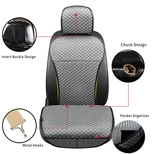 Breathable Car Seat Cover,Luxury Front Seat Cover,Durable and Non Slip,Polyester Silk Material, Universal Car Seat Cushion,Suitable for All Seasons,Airbag Compatible (Gray，1PC) - color: Gray-Front-1pc