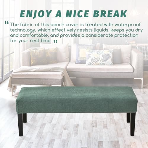 FUANGUI Waterproof Bench Cover, Stretch Jacquard Dining Bench Cover for bedrooms, Living Rooms, Kitchens, Protector Chair Bench Piano Bench Seat Covers Stool Slipcover Removable, Washable - Green - color: Jacquard Green