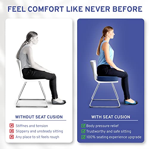 Memory Foam Seat Cushion - Tailbone Pain Relief Cushion, Non-Slip Sciatica Pain Relief Pillow - Cushion for Office Chair, Car, Wheelchair, Computer, Desk Chair - Coccyx, Lower Back Support (Navy)