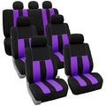 FH Group Three Row 7 Seater Striking Striped Full Set Car Seat Covers, Airbag Compatible & Split Ready – Universal Fit for Cars Trucks & SUVs Purple