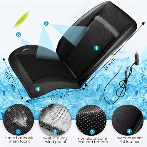 12V 16 Fans Cooling Car Seat Cover with Massaage, Ventilated Cooling Car Seat Cushion with & Auto Start/Stop, Summer Driver Seat Cooler Cooling Pad for Vehicle SUV, 1PCS