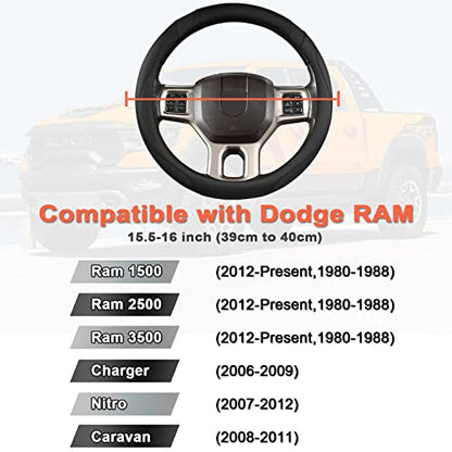 West Llama Customized Auto Car Steering Wheel Cover for Dodge RAM 1500 2500 3500, 15.5-16 inch (Black-Large Size) - color: A-Black, size: Large Size (15 ½''-16'')