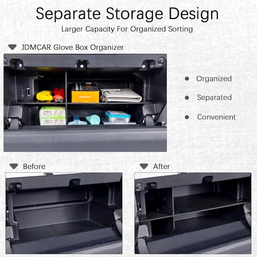 JDMCAR Glove Box Organizer Compatible with 2025 2026 Toyota 4Runner Accessories, ABS Black Materials Insert Storage Glove Box Compartment Divider Tray - color: Black-Fits 2025+ 4runner