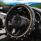 Bling Leather Steering Wheel Cover, 15 Inch Anti-Slip Elastic Auto Steering Wheel Protector with Sparkling Diamond for Women Girls, Universal Vehicle Decor Accessories for Most Cars (Beige)