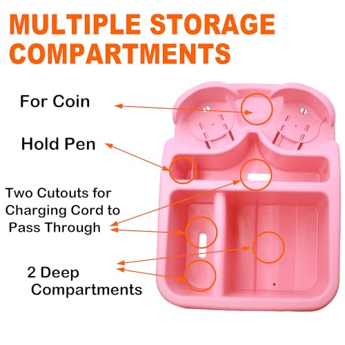 Universal Center Console Organizer for Truck Bench Seat & SUV, Truck Floor Console with Expandable Cup Holders, Fits Silverado Minivan, Stable Transmission Hump Storage Box for Car Backseat (Pink) - color: Pink