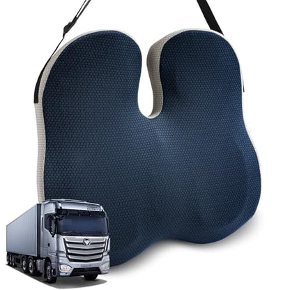 X Large Car Seat Cushion for Driving, Mprove Driving Vision/Posture, Truck Seat Cushion with Non-Slip and Adjustable Straps, Memory Foam Seat Cushion for Long Time Driving Car, Truck, SUVs (DarkGray)