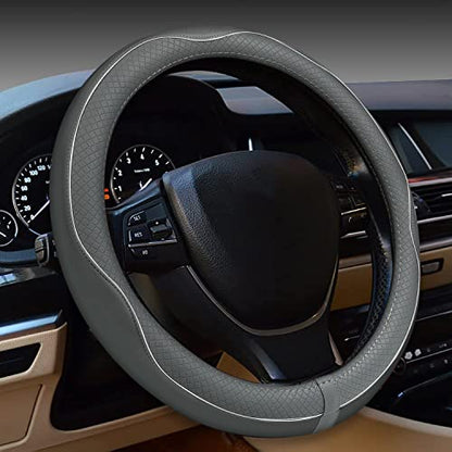 Car Steering Wheel Cover, Anti-Slip, Safety, Soft, Breathable, Heavy Duty, Thick, Full Surround, Sports Style (Gray) - color: Gray