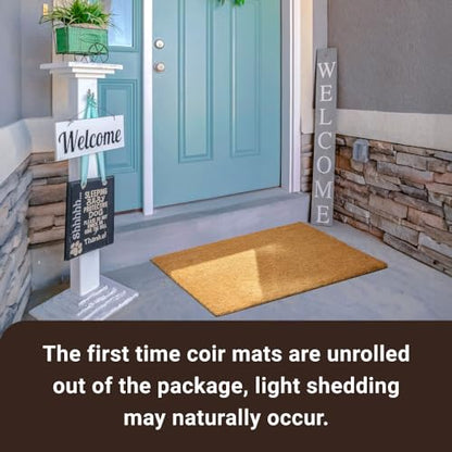 Coco Coir Door Mat with Heavy Duty Backing, Welcome Doormat (17" x 30"), Doormat Entrance (Plain - 1Pack)