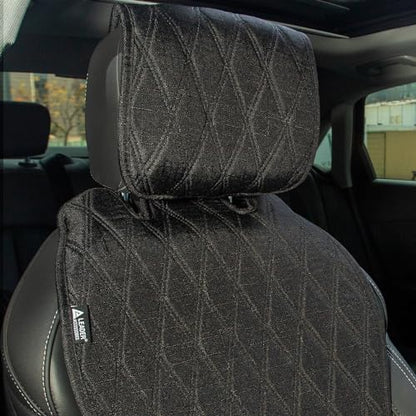 2pcs Sideless Car Seat Covers for All Seasons - Breathable Front Seats Cushions Non-Slip Bottom with Headrest Protectors - Universal Carseat Cover Fits for Most Vehicles Cars Van SUV Truck Black - color: Front Black