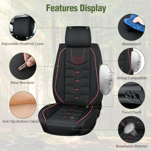 Nilight Car Seat Covers Custom Fit 2005-2024 Toyota Tacoma Double Extended Crew Cab Waterproof Faux Leather Cushion Full Set with Split Bench 40/60 for SR5 TRD Sport Limited - color: Full Sets 5 Seat, style: Toyota Tacoma 2005-2024