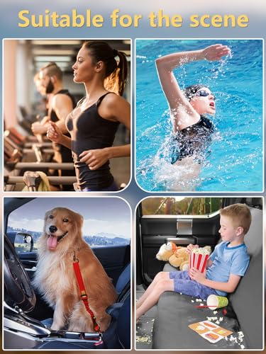 Terry Cloth seat Cover Universal Waterproof Car Sport Towel Seat Cushion Non-Slip Sweat-Absorbent Towel Cloth Suitable for Gym Workout, Universal Fit for Car SUV Van-Black