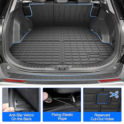 RAV4 Floor Mats - Car Mats for Toyota RAV4 2019-2025, All Weather Floor Mats Cargo Liner with Backrest Mat and Door Sill Guards for RAV4 Accessories, Heavy Duty Rubber Mats - size: 1)Toyota RAV4 19-25 Full Set