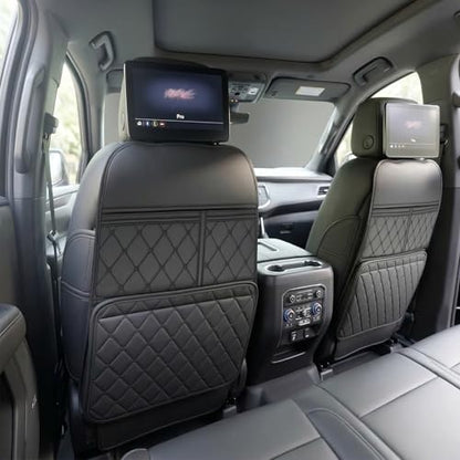 Seat Back Protector for 2021-2025 Cadillac Escalade, GMC Yukon, Chevy Tahoe & Suburban, PU Leather Kick Mats Backseat Protector with Organizer Pocket, Waterproof Rear Seat Cover - 2PCS