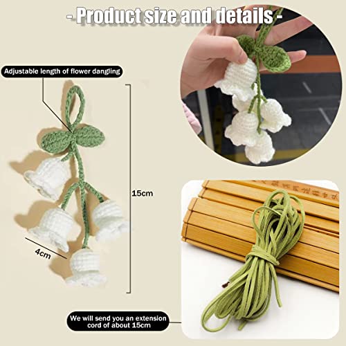 Handmade Knitted Rear View Mirror Pendant Ornament, Cute Car Accessories Aesthetic, Kawaii Car Decor for Home Decorative Pendants - style: White
