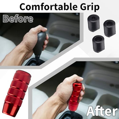 ecocstm Car Shifter Knob, Aluminum Gear Shift Style Knobs, Car Accessories 3.74" Red Shift Knob with 3 Threaded Adapters M8 M10 M12 x 1.25 Fit Universal Manual Transmission, Automotive, Trucks - color: Red